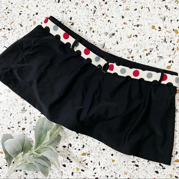 TROPICAL ESCAPE Retro Mini Swim Skirt Polka Dot Belt Size 10 - Picture 1 of 10